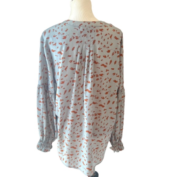 Entro Blue Animal Print Long Sleeve Blouse - Picture 12 of 15